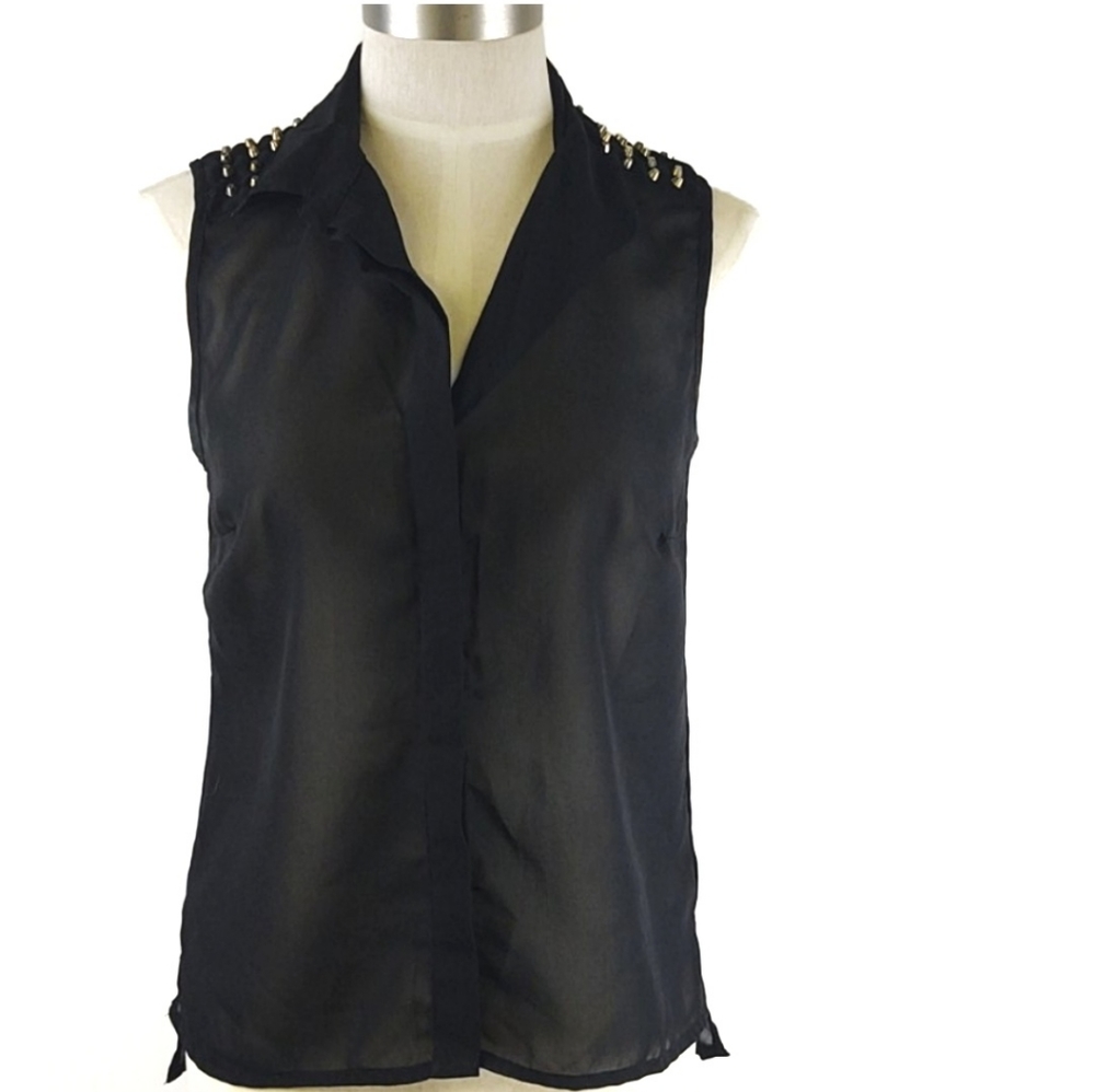 Dizzy Lizzy Studded Shoulder Top Black Size Small